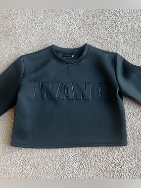 Alexander Wang Black Embossed Logo Cropped Sweatshirt